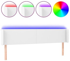 Κεφαλάρι Κρεβατιού LED Λευκό 203x16x78/88 εκ. Συνθετ. Δέρμα 3123065