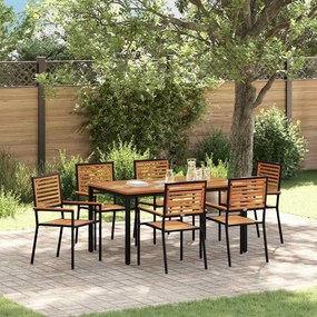 vidaXL Σέτ φαγητού για κήπο 7 pcs Μαύρο 150 x 90 x 75 cm