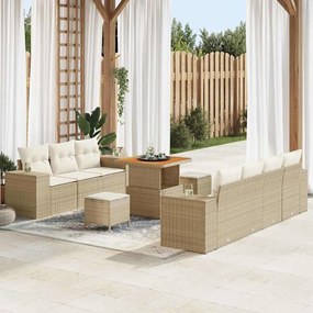 vidaXL Σετ Καναπέ Κήπου με μαξιλάρι 10 pcs Μπεζ, Κρέμα 80 x 80 x 71 cm