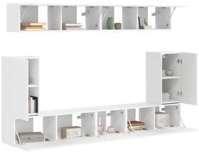 vidaXL Σετ επίπλου τηλεόρασης Επιτοίχιο 5 pcs Λευκό Επεξεργασμένο ξύλο