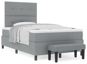 vidaXL Κρεβάτι με Στρώμα & Πάγκο Ανοιχτού Γκρι 120x200 εκ. Υφάσματος