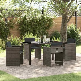 vidaXL Σέτ φαγητού για κήπο 5 pcs Γκρι συνθετικό ρατάν