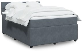 ΚΡΕΒΑΤΙ BOXSPRING ΜΕ ΣΤΡΩΜΑ ΣΚΟΥΡΟ ΓΚΡΙ 140X190 ΕΚ. ΒΕΛΟΥΔΙΝΟ 3290035