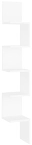 vidaXL Γωνιακή Ραφιέρα Τοίχου Λευκή 20 x 20 x 127,5 εκ. Μοριοσανίδα