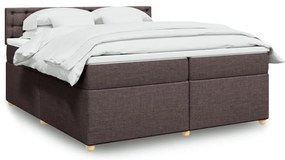 vidaXL Κρεβάτι Boxspring με Στρώμα Σκούρο Καφέ 200x200 εκ. Υφασμάτινο