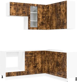 vidaXL Μονάδα κουζίνας LUCCA 8 pcs Καπνισμένο Ξύλο Δρυός