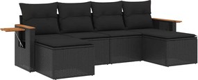 vidaXL Patio Sofa Set 6-θέσια Black