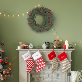 HOMCOM Στεφάνι πεύκου Στεφάνι πόρτας Χριστουγεννιάτικο στεφάνι Πίσω με θηλιά ανάρτησης PE Πράσινο Ø60 x 8 cm