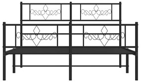vidaXL Πλαίσιο Κρεβατιού με Κεφαλάρι&Ποδαρικό Μαύρο 150x200εκ. Μέταλλο