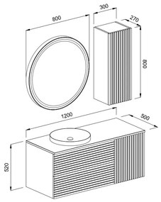 Πάγκος μπάνιου με Νιπτήρα VIEN 120 Ανθρακί 120x50x52 εκ.