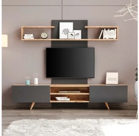 Σύνθεση τηλεόρασης Giacomo Megapap sapphire oak - ανθρακί 180x40x45εκ. GP055-0021,1-GP055-0021,1-Ανθρακί GP055-0021,1