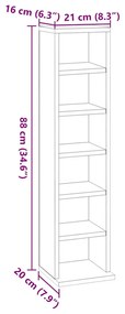 vidaXL Έπιπλο για CD Μαύρο 21 x 20 x 88 εκ. από Επεξεργασμένο Ξύλο