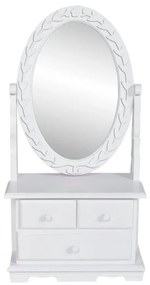 Έπιπλο με Οβάλ Ανακλινόμενο Καθρέφτη Μακιγιάζ από MDF - Λευκό