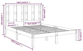 vidaXL Πλαίσιο Κρεβατιού 135 x 190 εκ. από Μασίφ Ξύλο Double