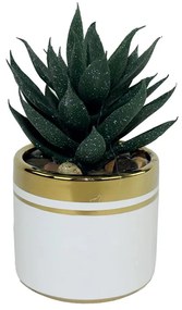 Διακοσμητικό φυτό με κεραμικό κασπώ Λευκό/Χρυσό 20cm Μαλέλης 14092