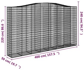 vidaXL Συρματοκιβώτια Τοξωτά 8 τεμ. 400x50x220/240 εκ. Γαλβαν. Σίδερο