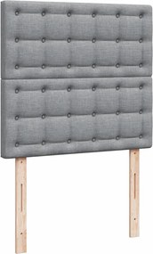 vidaXL Κρεβάτι Boxspring με Στρώμα Ανοιχτό Γκρι 90x190 εκ. Υφασμάτινο