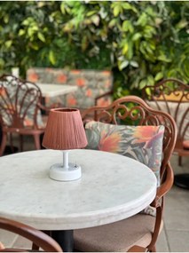 Stewehome Ασύρματη επιτραπέζια λάμπα με λευκή βάση και καφέ αμπαζούρ Καφέ