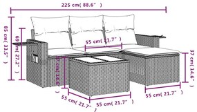 Σαλόνι Κήπου Σετ 4 Τεμαχίων Γκρι Συνθετικό Ρατάν με Μαξιλάρια - Γκρι