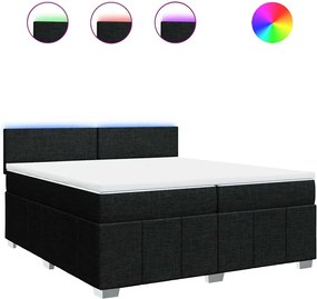 vidaXL Κρεβάτι Boxspring με Στρώμα Μαύρο 200x200 εκ. Υφασμάτινο