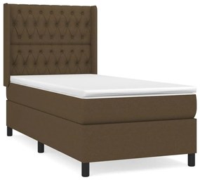 Κρεβάτι Boxspring με Στρώμα Σκούρο Καφέ 100x200 εκ. Υφασμάτινο - Καφέ