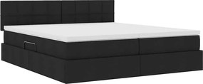 vidaXL Κρεβάτι Αποθήκης με στρώμα Μαύρο 200 x 200 cm Τεχνητό Δέρμα