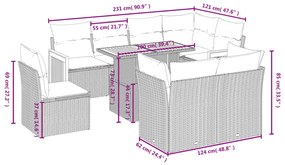 vidaXL Σαλόνι Κήπου Σετ 9 Τεμαχίων Γκρι Συνθετικό Ρατάν με Μαξιλάρια