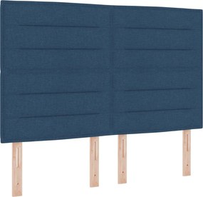 vidaXL Κρεβάτι Ottoman με Στρώμα και LED Μπλε 140 x 200 cm Ύφασμα