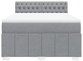 vidaXL Κρεβάτι Boxspring με Στρώμα Ανοιχτό Γκρι 140x190 εκ. Υφασμάτινο