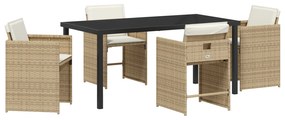 vidaXL Σετ Εξωτερικής Τραπεζαρίας 5 Τεμαχίων με Μαξιλάρια - Μπεζ Συνθετικό Ρατάν
