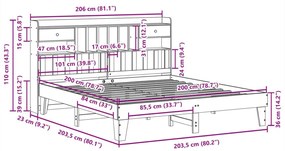 Σκελετός Κρεβατιού Χωρίς Στρώμα 200x200 εκ Μασίφ Ξύλο Πεύκου - Καφέ