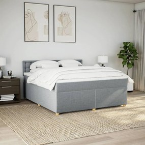 Κρεβάτι Boxspring με Στρώμα Ανοιχτό Γκρι 180x200 εκ. Υφασμάτινο - Γκρι