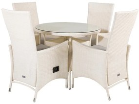 Σετ Τραπέζι και καρέκλες Dallas 621, Επεξεργασμένο γυαλί, Πλαστικό ψάθινο, Μαξιλάρι καθίσματος: Ναι | Epipla1.gr