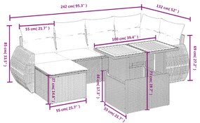 vidaXL Σετ Σαλονιού Κήπου 7 τεμ. Γκρι Συνθετικό Ρατάν με Μαξιλάρια