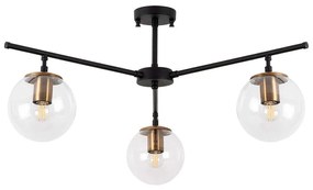 Φωτιστικό Οροφής - Πλαφονιέρα Atmaca 942FLG1101 70x70x39cm 3xE14 15W Black-Clear Opviq