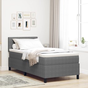vidaXL Κρεβάτι με ελατήρια με Στρώμα & LED Φως Γκρι 80x200 εκ Ύφασμα κορντούρας