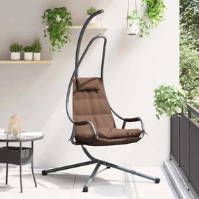vidaXL Κρεμαστή καρέκλα αυγό Ατσάλι 94 x 107 x 196,5 εκ. Καφέ