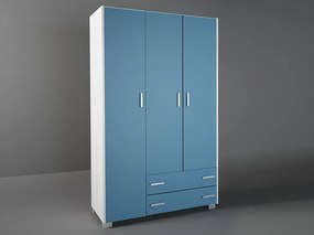 Intrahome Ντουλάπα παιδική τρίφυλλη χρώματος λευκό ρουστίκ-σιέλ 110x50x180 Intrahomesa-00652186