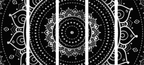Εικόνα 5 μερών Mandala σε ασπρόμαυρο - 100x50