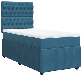 vidaXL Κρεβάτι Boxspring με Στρώμα Μπλε 80 x 200 εκ. Βελούδινο