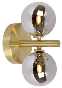 Φωτιστικό Επίτοιχο Lucide 45274-02-02 TYCHO Χρυσό Χρώμα (Gold Coloured)|Φυμέ (Smoke)