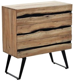 Συρταριέρα Imena 3ων συρταριών μασίφ ξύλο 4εκ φυσικό-μαύρο 80x38x86.5εκ 80x38x86.5 εκ.