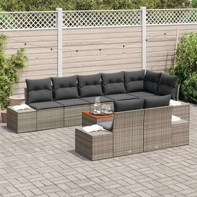 vidaXL Σετ Καναπέ Κήπου με αποθήκευση 9 pcs Γκρι