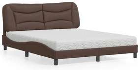 vidaXL Κρεβάτι με Στρώμα Καφέ 160x200εκ. από Συνθετικό Δέρμα
