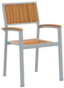 vidaXL Σέτ φαγητού για κήπο 7 pcs Γκρι και καφέ 140 x 80 x 75 cm
