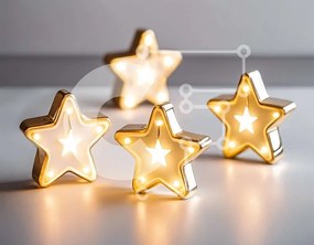 Intra Συλλεκτικό Ξύλινο Παζλ Plywood 4mm - Χρυσά φώτα αστέρι σε λευκή επιφάνεια Σε Ξύλινο Κουτί - Διαστάσεις Puzzle: 10x10 cm – 25 κομμάτια