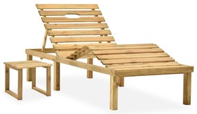 vidaXL Ξαπλώστρα Κήπου από Εμποτ. Ξύλο Πεύκου με Τραπεζάκι &amp; Μαξιλάρι