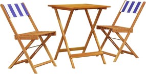 vidaXL Σετ Επίπλων Bistro 3 τεμ. Μπλε/Λευκό Ύφασμα/Μασίφ Πεύκου