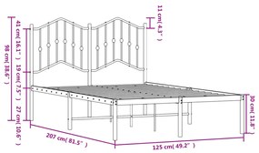 ΠΛΑΙΣΙΟ ΚΡΕΒΑΤΙΟΥ ΜΕ ΚΕΦΑΛΑΡΙ ΜΑΥΡΟ 120 X 200 ΕΚ. ΜΕΤΑΛΛΙΚΟ 373787