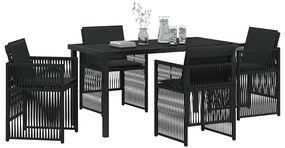 vidaXL Σέτ φαγητού για κήπο 5 pcs Μαύρο Πολυ ράταν